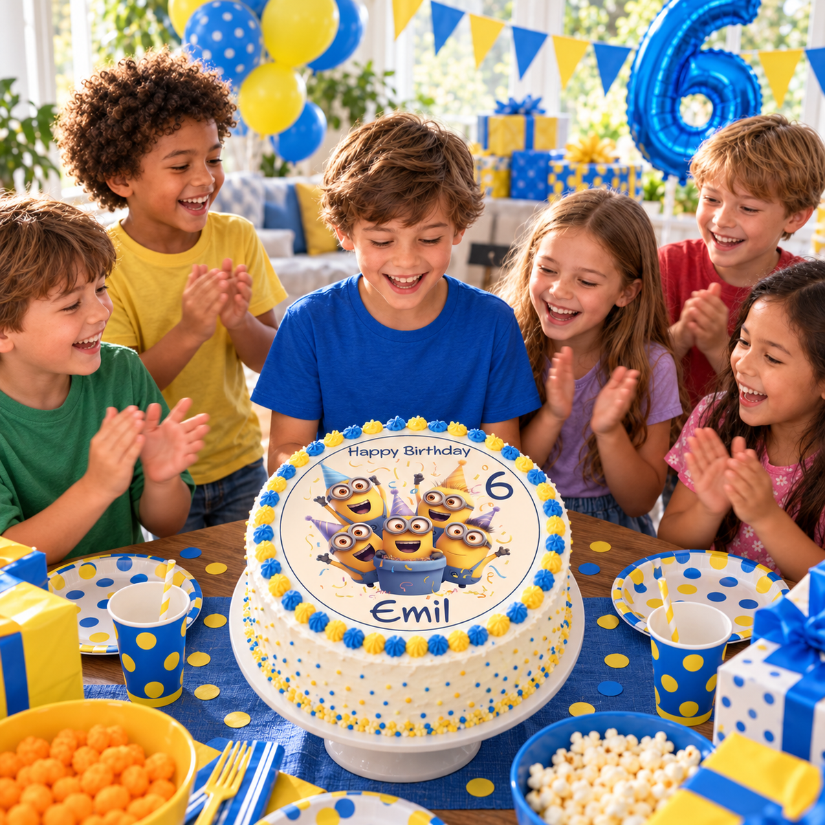 Tortenaufleger Geburtstag Minions 7 – Magische Kuchendekoration für Kindergeburtstage