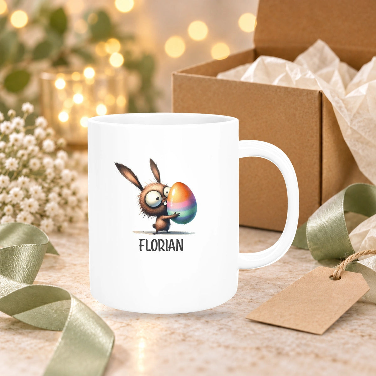 Tasse Ostern - Hase 6 Wunschnamen Keramik personalisiert versch. Farben