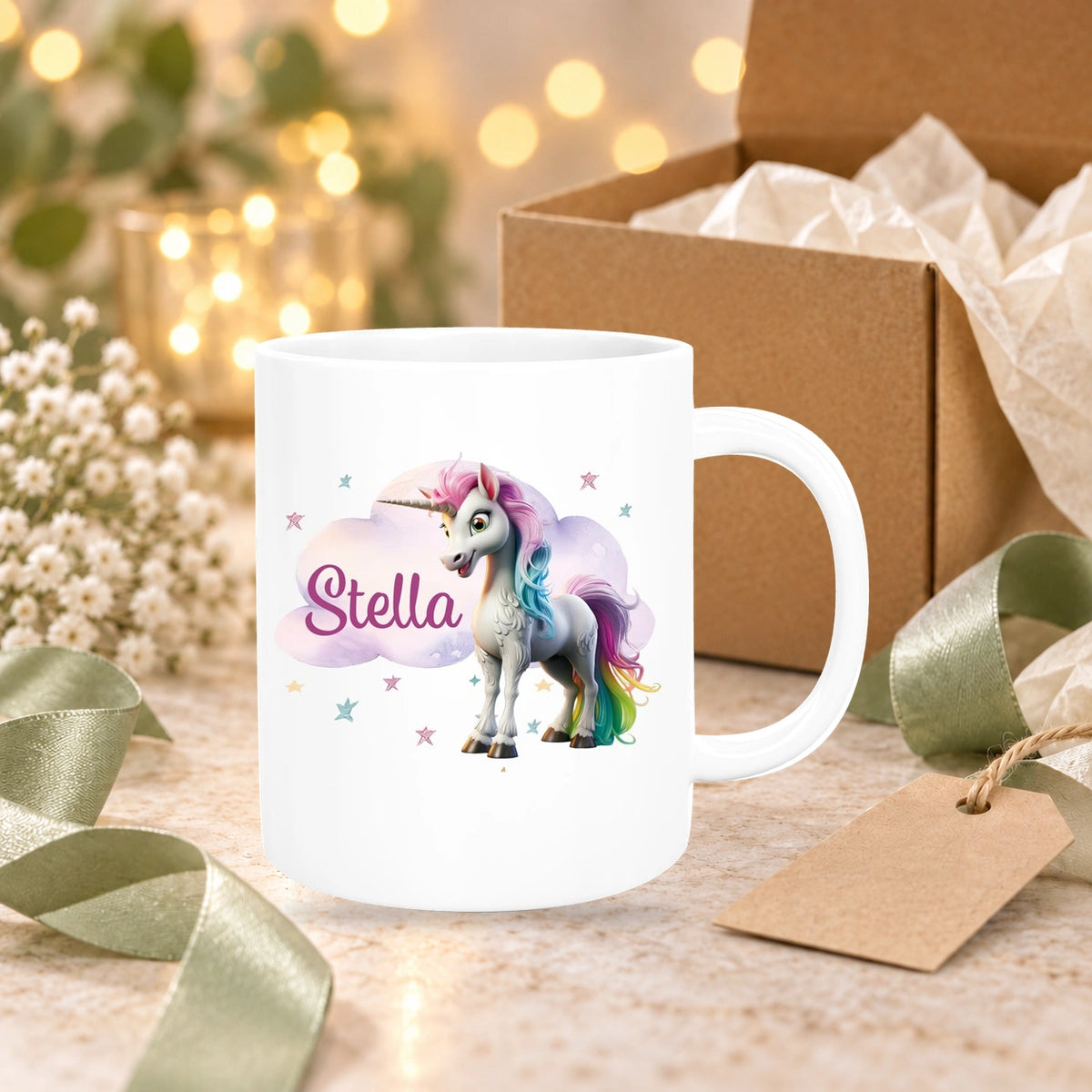 Tasse Einhorn Wolke 4 Wunschname Keramik Kinderbecher personalisiert versch. Farben