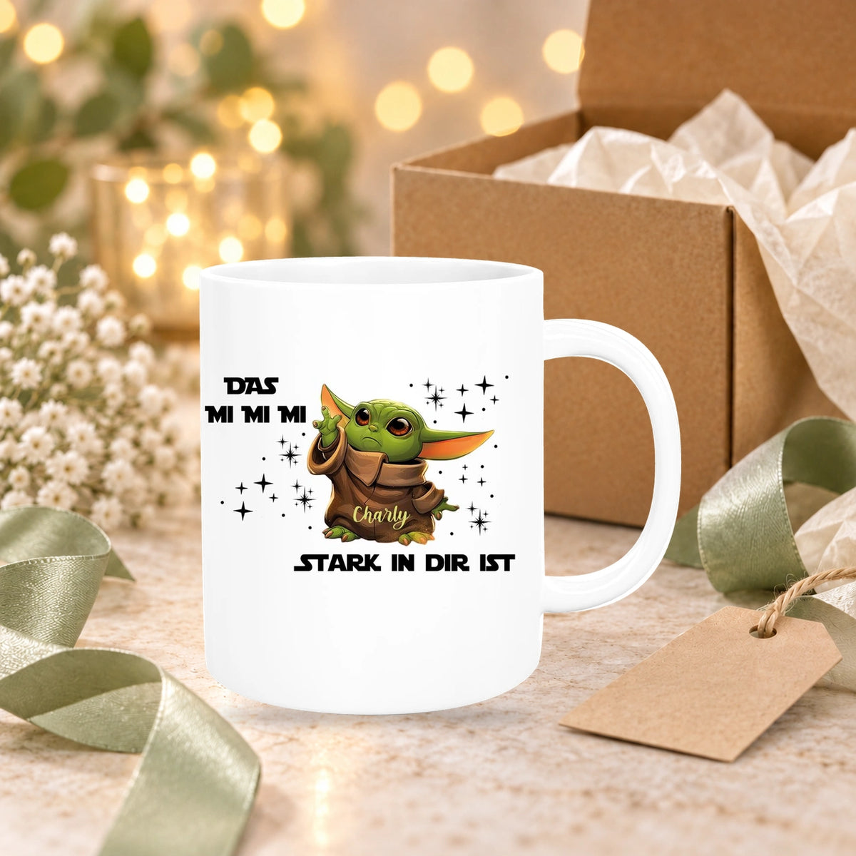 Tasse Wunschname Baby-Yoda 1 Keramik Kinderbecher personalisiert versch. Farben