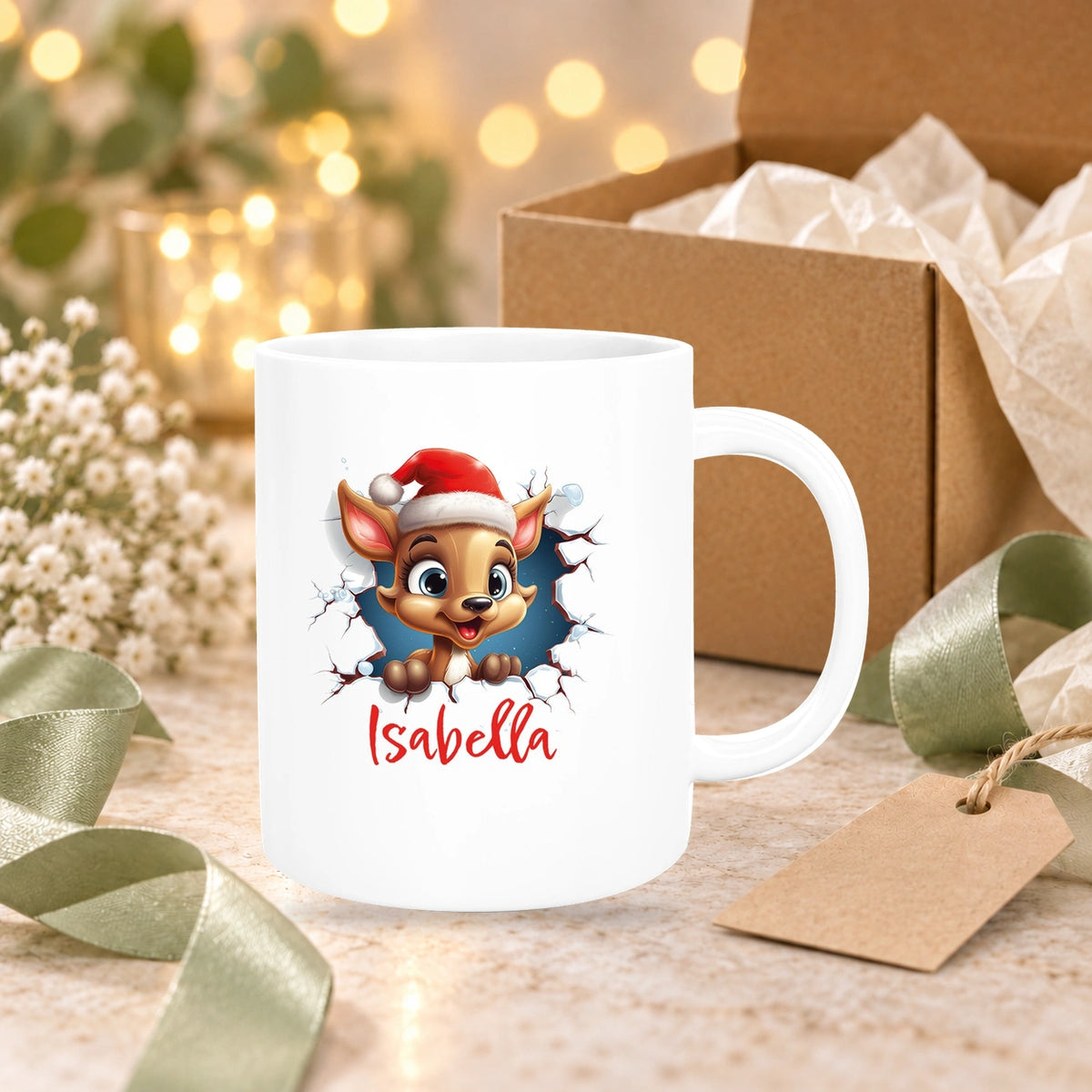 Tasse Wunschname Christmas Rentier 1 Keramik Kinderbecher versch. Farben