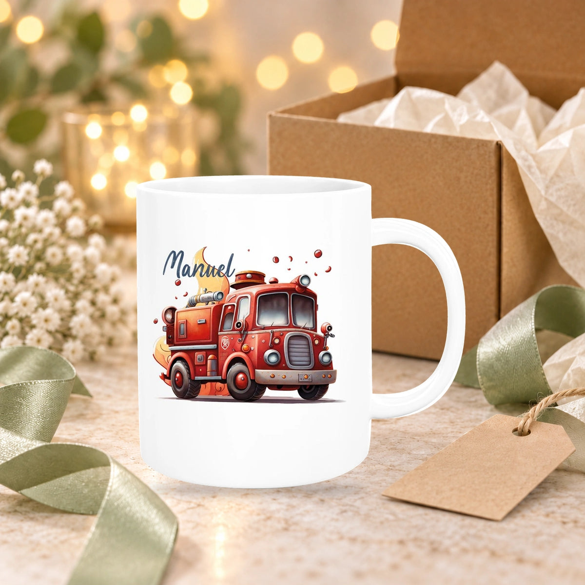 Tasse Wunschname Feuerwehr 1 Keramik Kinderbecher versch. Farben