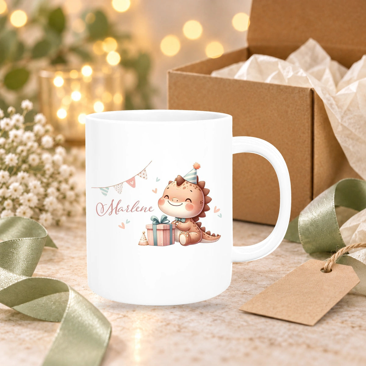 MUCKKI-PRO:48135d779cc1120bd1fdce706ee2953b017952c162987a927509139083241236:Tasse Dino 18 Wunschname Keramik Kinderbecher Personalisiert versch. Farben