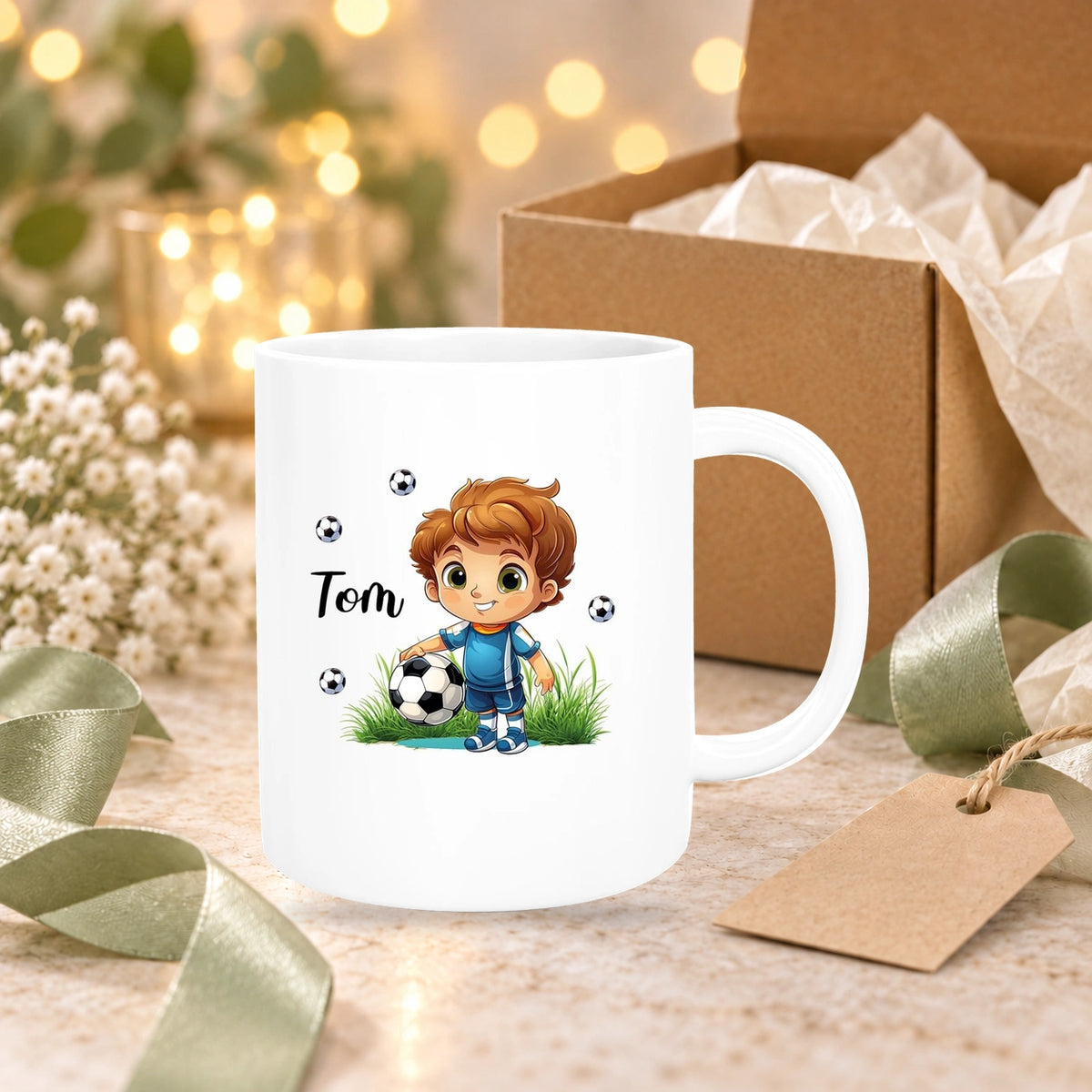 Tasse Fußball 7 Wunschname Keramik Kinderbecher personalisiert versch. Farben