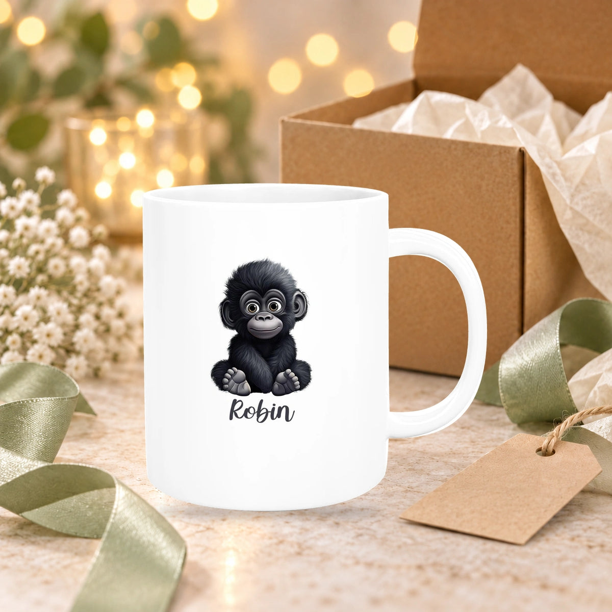 Tasse Wunschname Gorilla 1 Keramik Kinderbecher versch. Farben