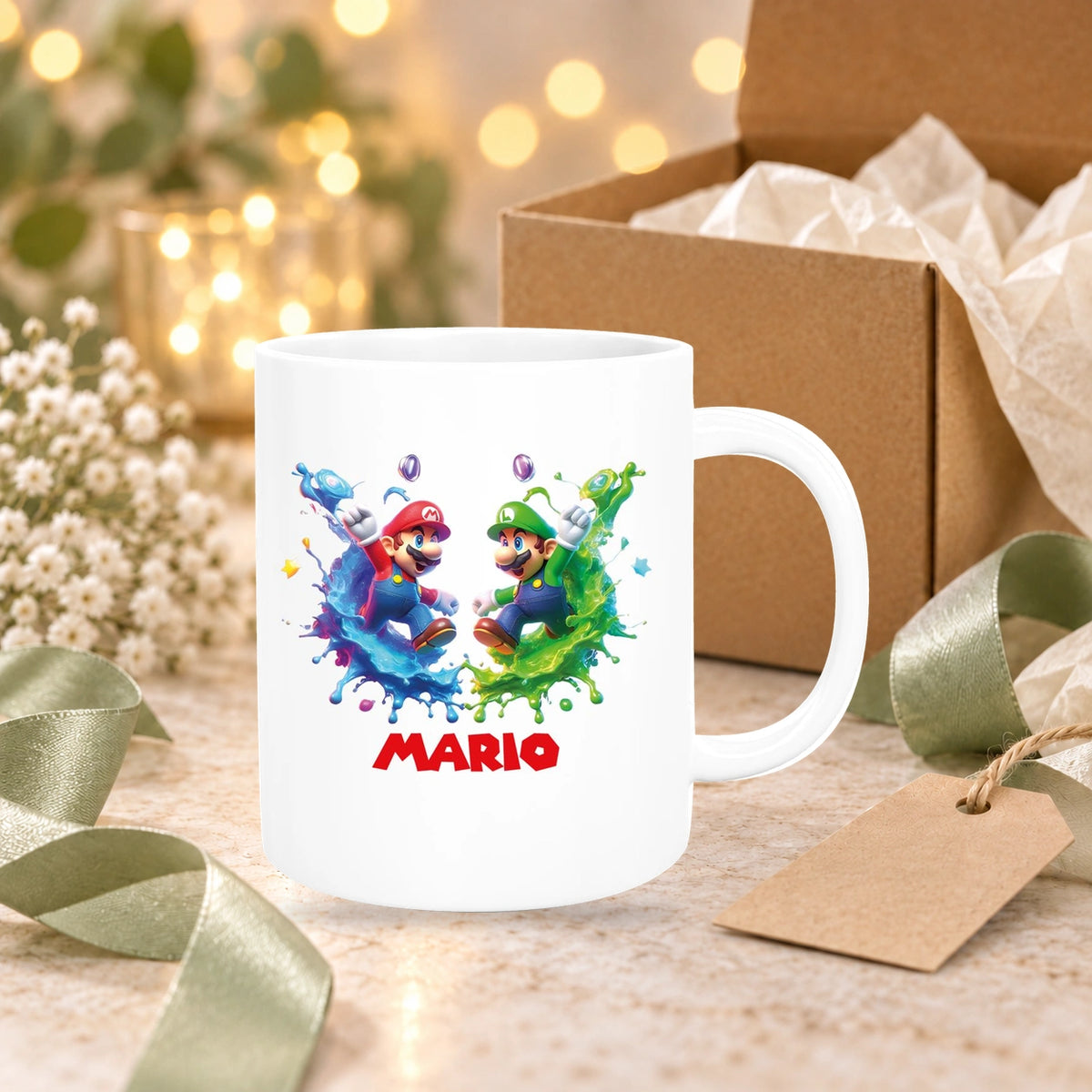 Tasse Wunschname Super-Mario 7 Keramik Kinderbecher personalisiert versch. Farben