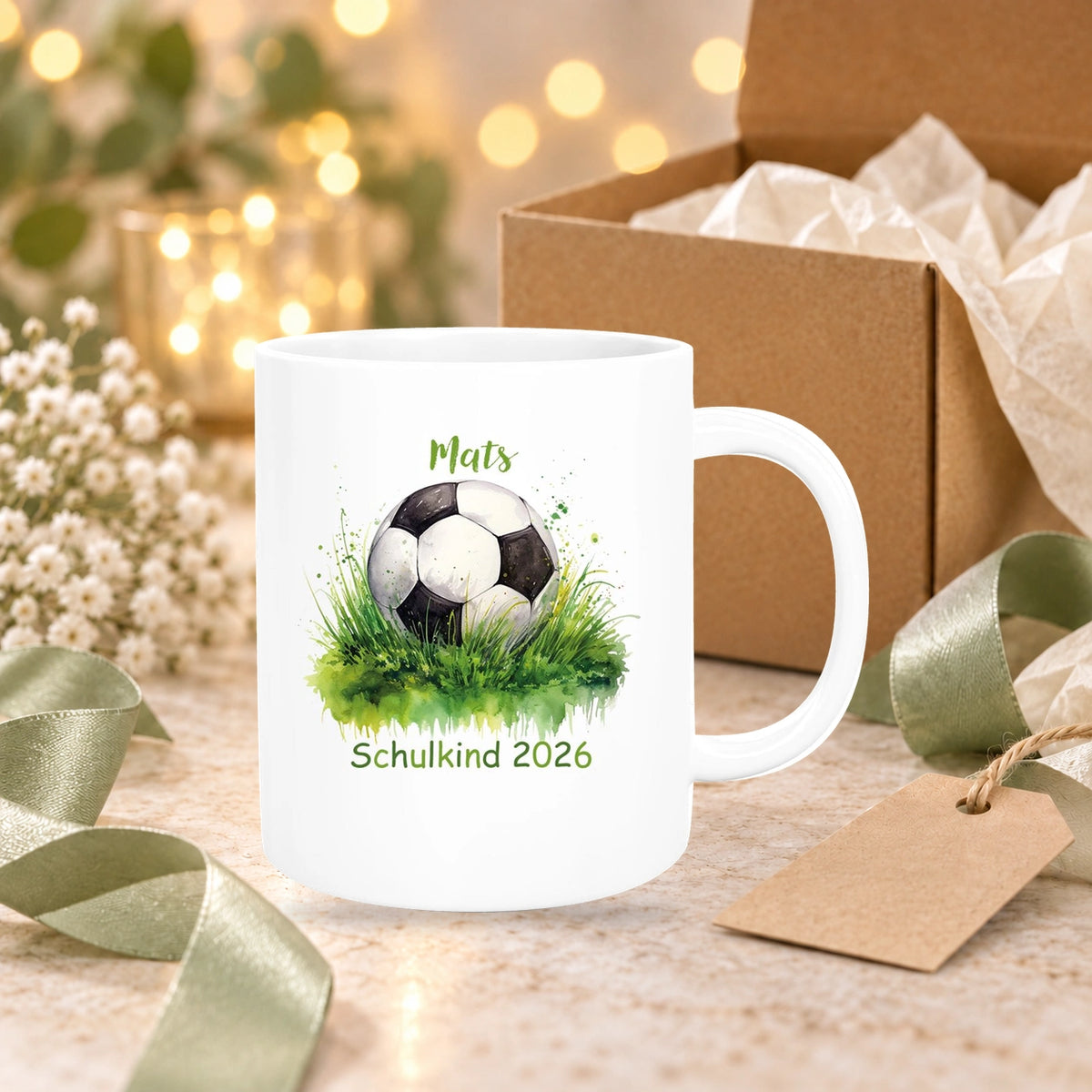 MUCKKI-PRO:ddf48699ff8d19bd7d77ec03ddee4080e9f30e5e6aab39714ca6e086447b137a:Tasse Schulkind 12 Wunschname Fußball1 Keramik Kinderbecher Personalisiert versch. Farben