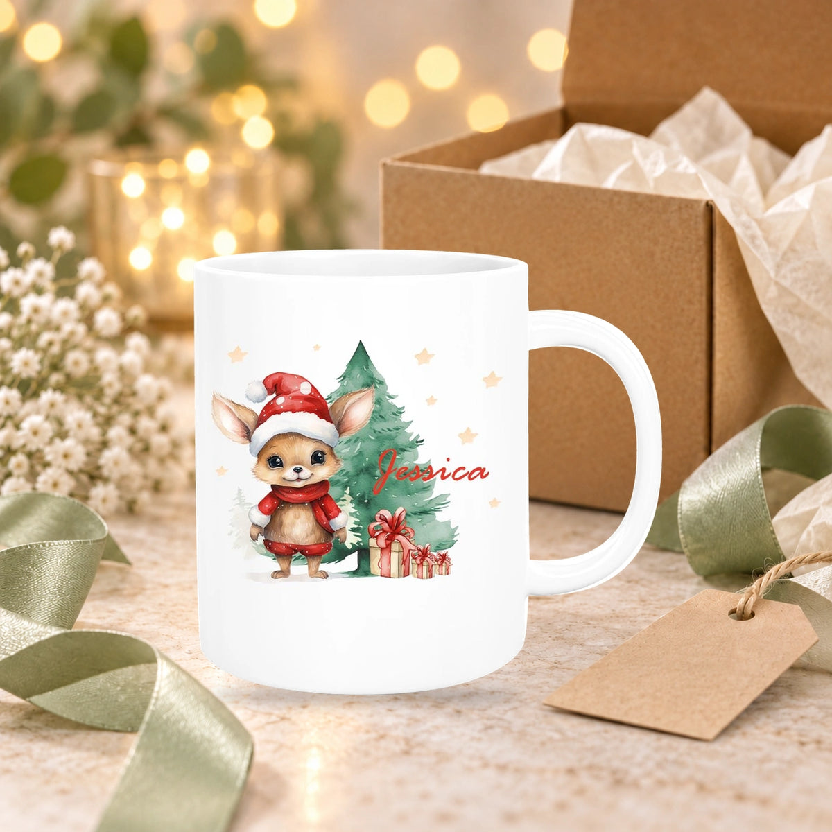 MUCKKI-PRO:9b18eba6edd0bc7402320f8f90b43ae766ae759ed17a9401db2b4154ab88f2e9:Tasse Wunschname Weihnachten Rehlein-Tannenbaum Keramik Kinderbecher versch. Farben