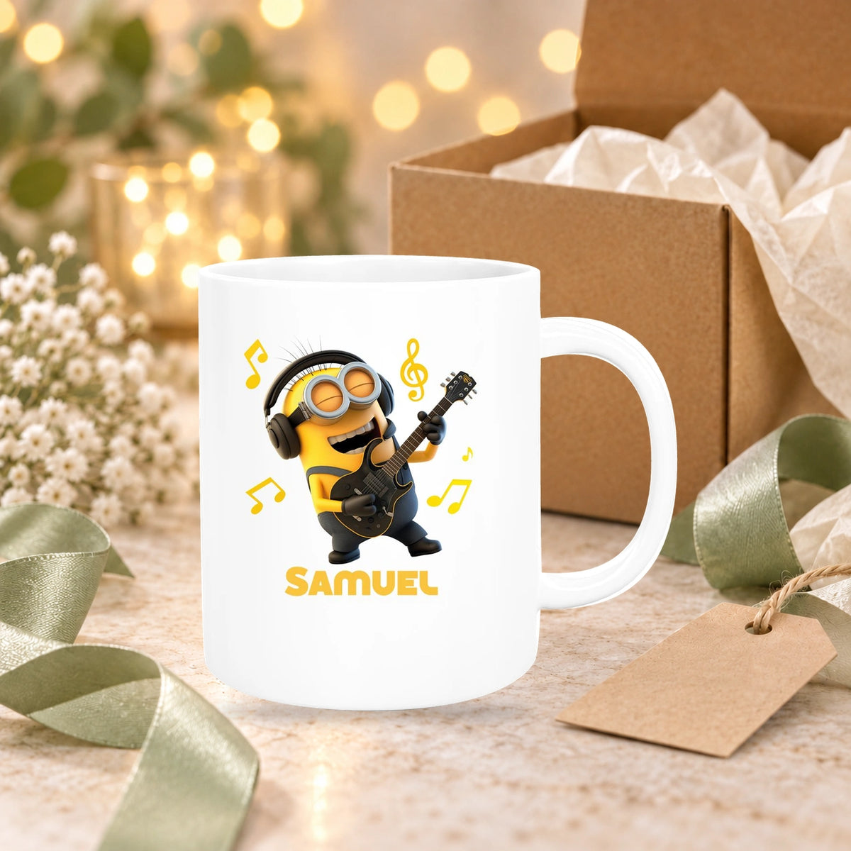 MUCKKI-PRO:e4052e0dd2ec1512a64f4529b1cacdd35c3b608f137d04a4ba7f596cbc57dace:Tasse Minions Kinder Minion 6 Rockstar Wunschname Keramik Kinderbecher personalisiert versch. Farben