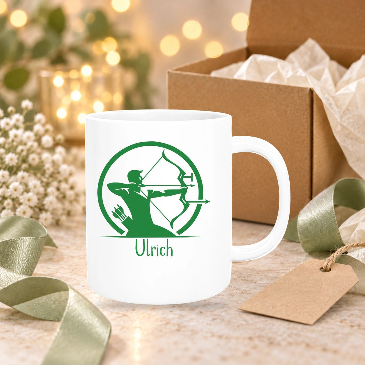 Tasse Bogenschütze 1 Wunschname Keramik personalisiert versch. Farben
