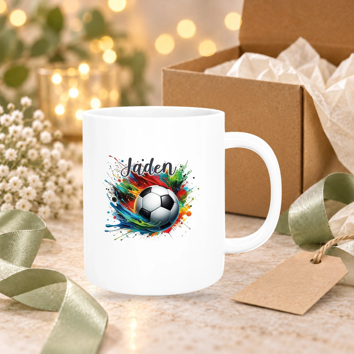 Tasse Wunschname Fußball 11 Keramik Kinderbecher personalisiert versch. Farben
