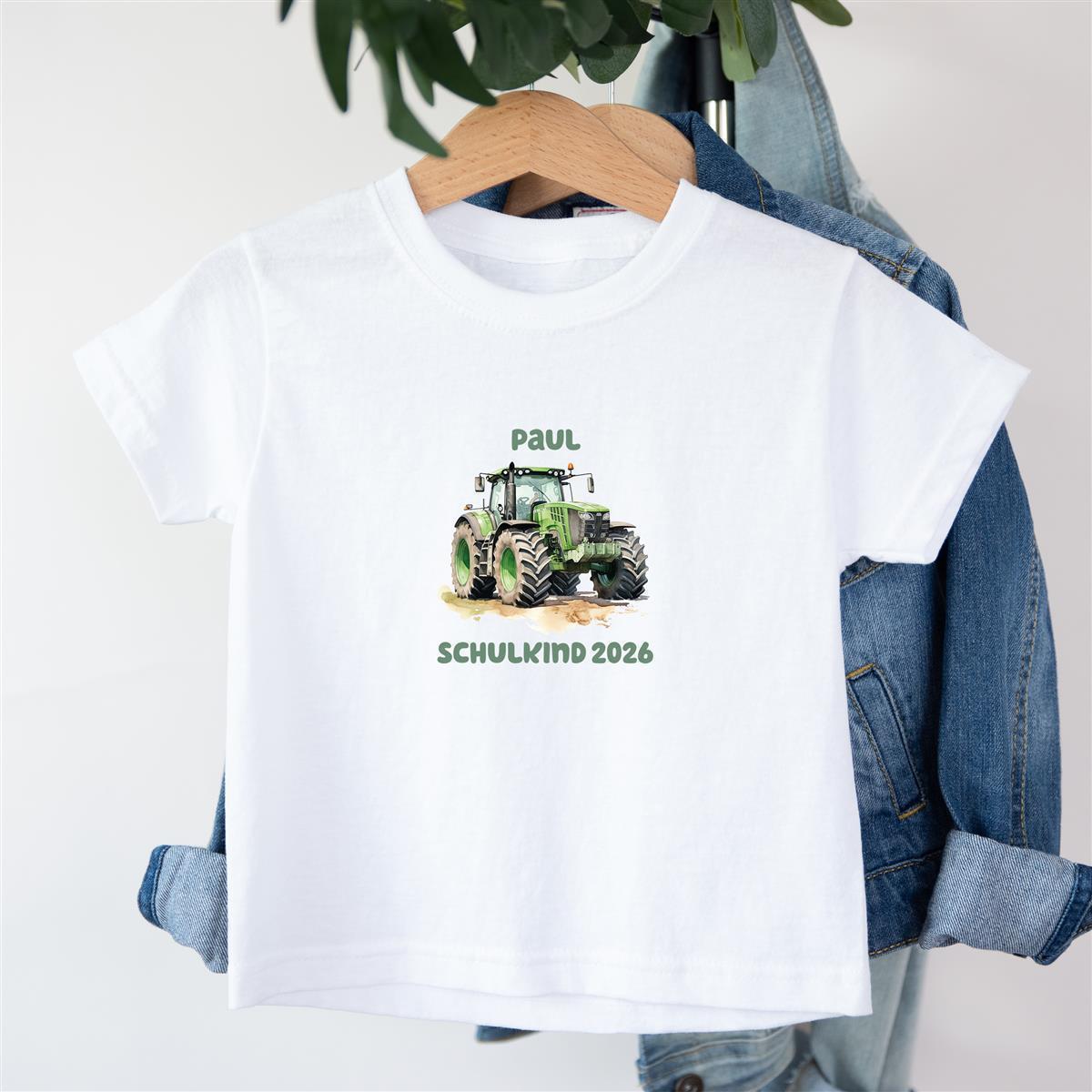 T-Shirt Schoolchild Tractor 1 Personalized with Name Kids