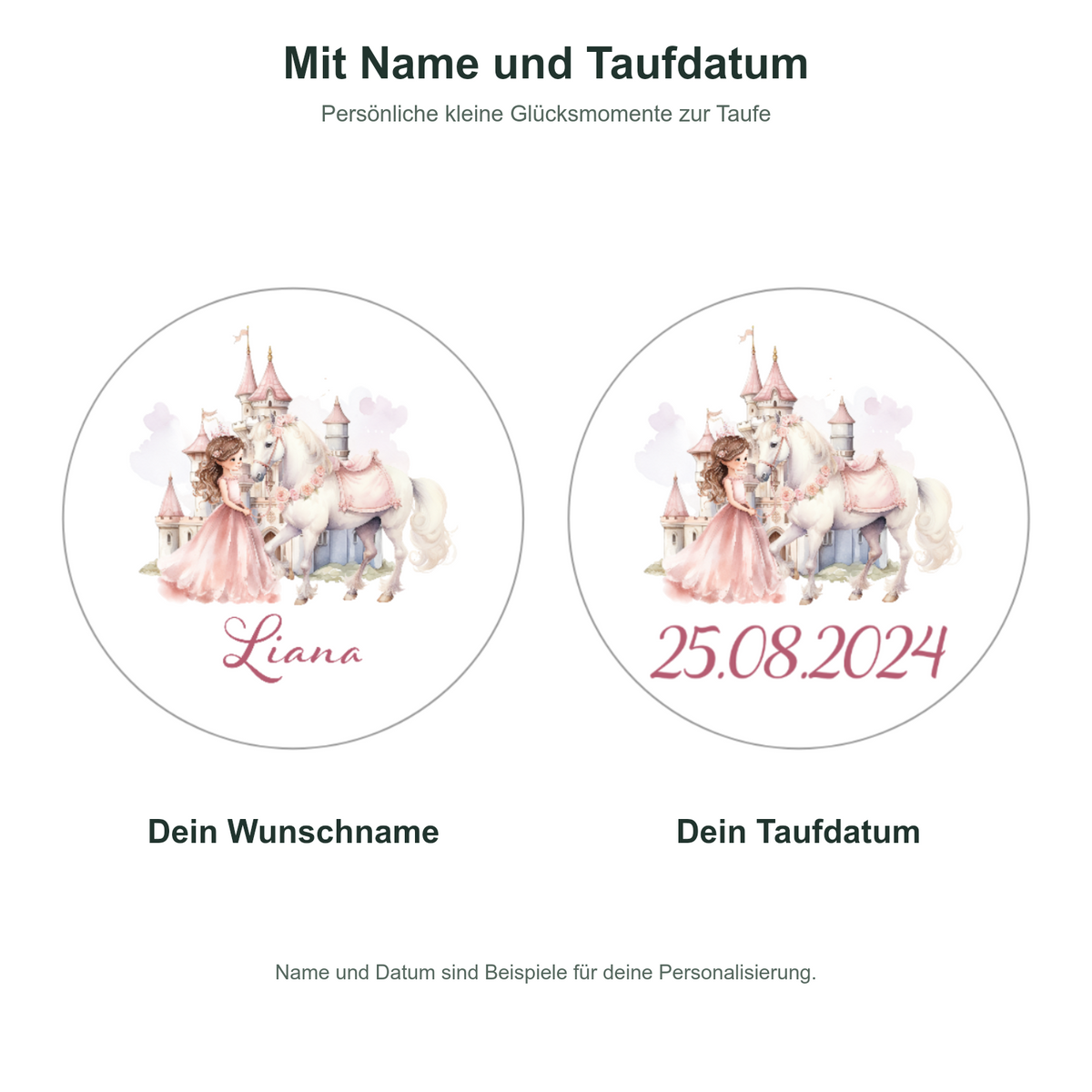 MUCKKI-PRO:b16573e10cb5bd4f4c5953b742615ffaea17592bfe78bd88ef25d3e50a5f46f2:Muffinaufleger Taufe Prinzessin 2 – 4 cm (20 Stück) oder 6 cm (12 Stück) mit Name und Taufdatum