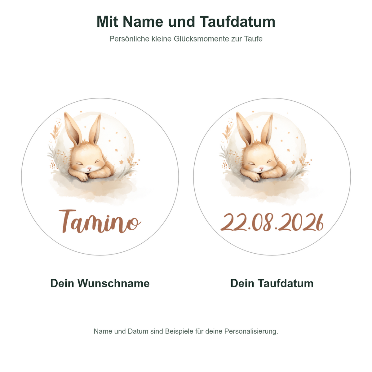 MUCKKI-PRO:0705c799433f4a9c1959b0a9e8cbf7f14ac8597221ea220f2bfe8b336847d972:Muffinaufleger Taufe Hase 2 – 12 Stück à 6 cm mit Name und Taufdatum
