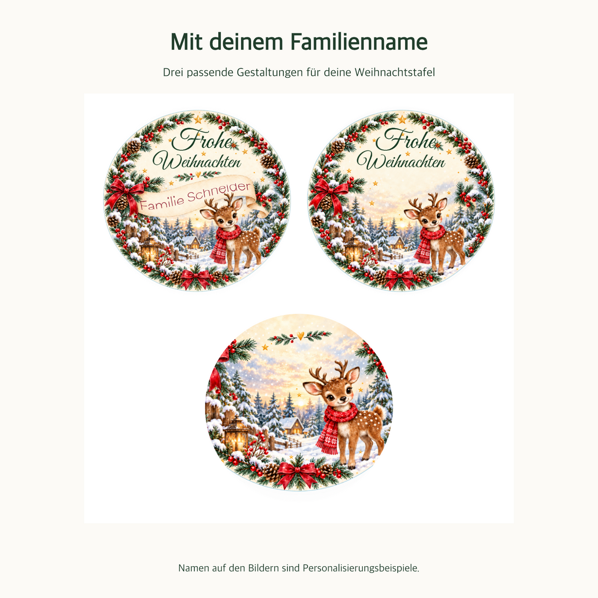 MUCKKI-PRO:6d566cb7bebfa22c4d040b5cd0e024f2afe617d00116cc32aee93d698ee75e63:Muffinaufleger Weihnachten Rentier – 12 Stück à 6 cm mit Familienname
