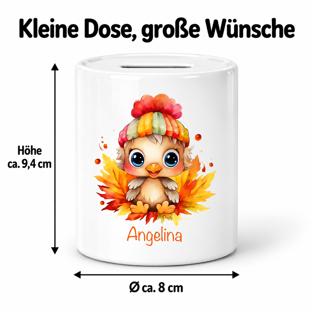MUCKKI-PRO:d6f5de6388e375e1d1e5eb8bbdea0a22c35fe7d916d63d54331750cbb9bf4552:Spardose mit Wunschname Kücken 1 personalisiert