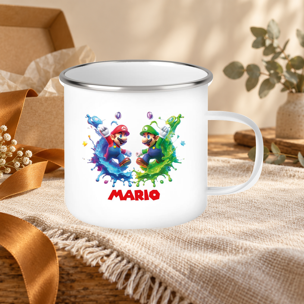 MUCKKI-PRO:1a67992fd12b8c7edc434908c93b6166049b0063db4ffd689a214d167b2db930:Tasse Wunschname Super-Mario 7 Emaille Kinderbecher personalisiert