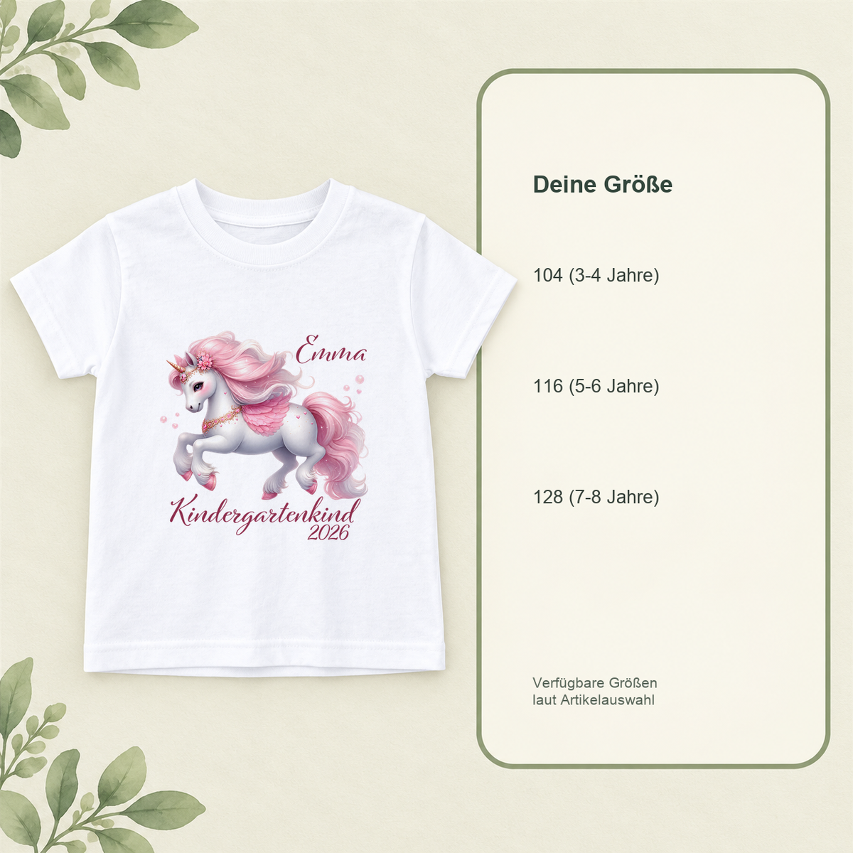 MUCKKI-PRO:f906ea73d5e843acfd844f8335f71eaed011a9322d57b228b0e7e6abf3f1558e:T-Shirt Kindergartenkind-Einhorn 1 Personalisiert mit Namen Kinder