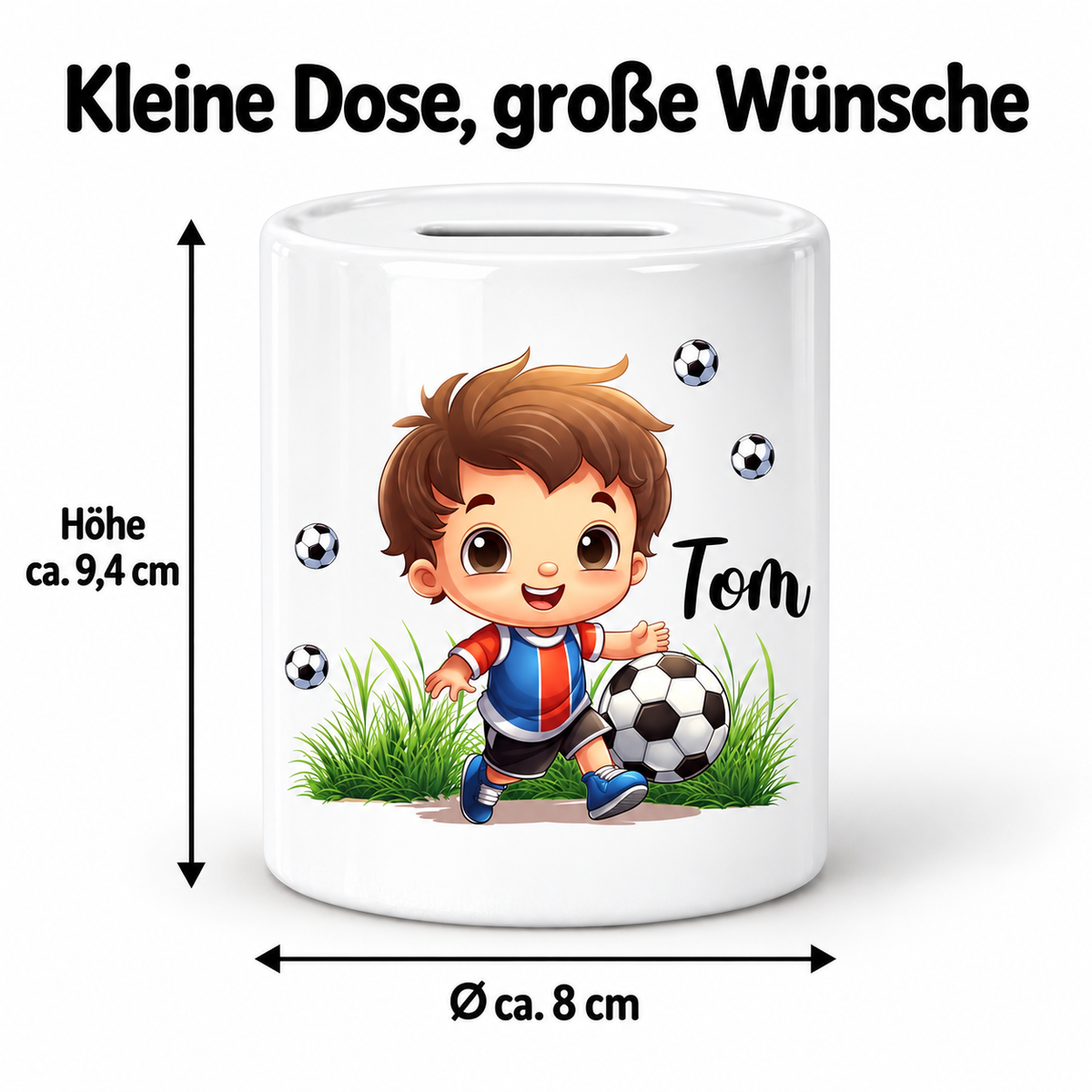 MUCKKI-PRO:0c1563817cfb7aadecf28ff04a90b2eb30d8c885dc63fa9c2407ff82ceed5cda:Spardose mit Wunschname Fußball 8 personalisiert