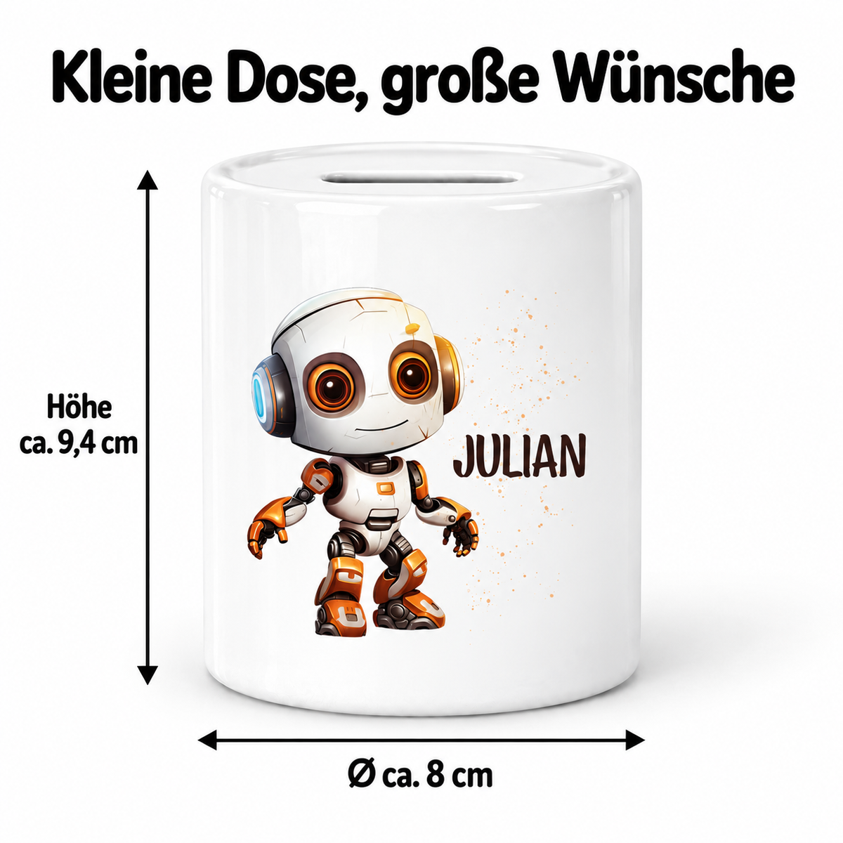 MUCKKI-PRO:db9ef639105870b59ac5704963a72f6e268cb9e8181263b03aaaa59392358966:Spardose mit Wunschname Roboter 3 personalisiert