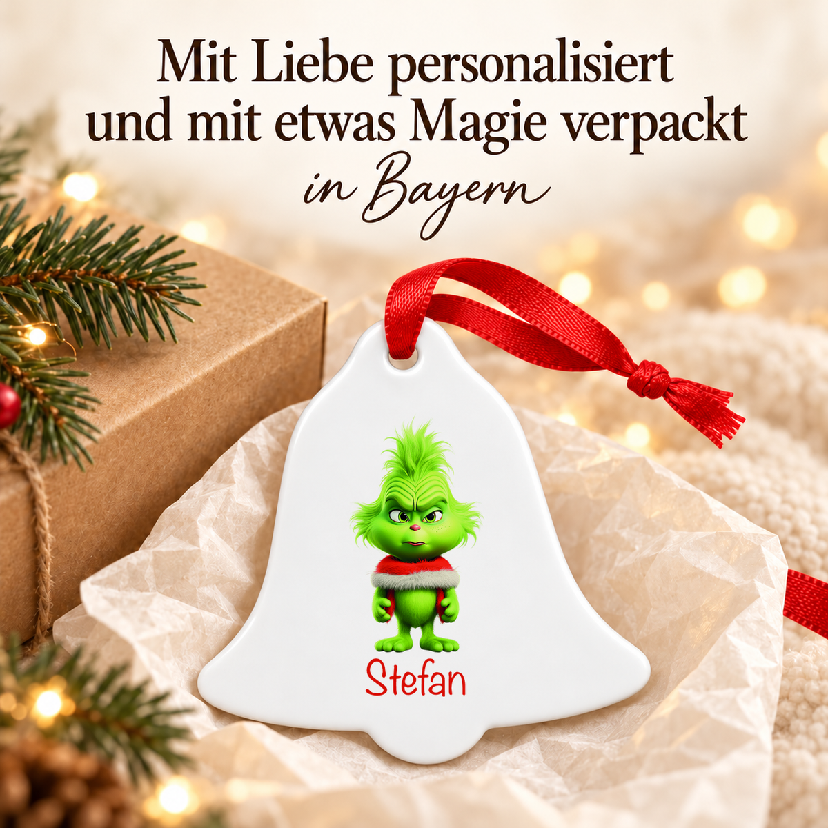 MUCKKI-PRO:2fd786b323c4cdc9719cfb90038e65f5cfce4dd53e7d678ef754f32ae5fb040b:Weihnachtsanhänger personalisiert Grinch 1 mit Wunschnamen – Rund, Stern, Herz oder Glocke