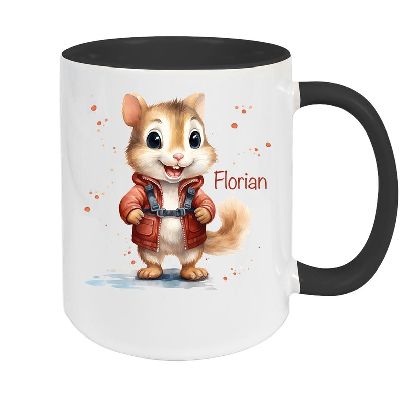 Tasse Wunschname Chipmunk 1 Keramik Kinderbecher personalisiert versch. Farben