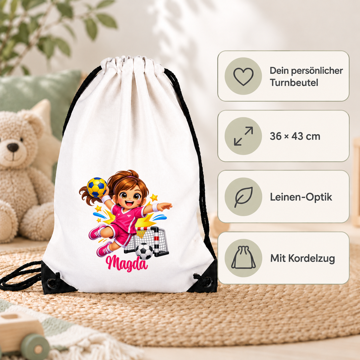 MUCKKI-PRO:0404286239c8f737efd128f00b930352d86d528eb8394f57bdada60dca487b31:Turnbeutel Handball 2 mit Wunschname personalisiert