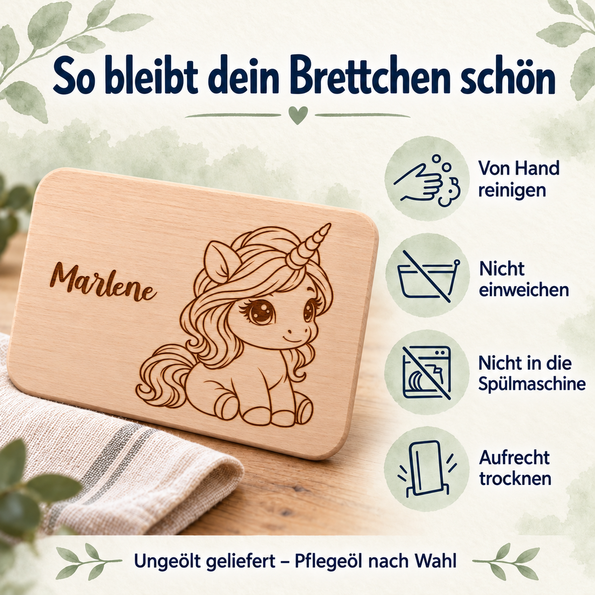 MUCKKI-PRO:e4cb1fcd6601c7c3e37bf2f89f27c5a5b02cc066ee56beb52a20c5d0a5db7952:Frühstücksbrett personalisiert Einhorn 10 ,Holzbrett, Brettchen personalisiert