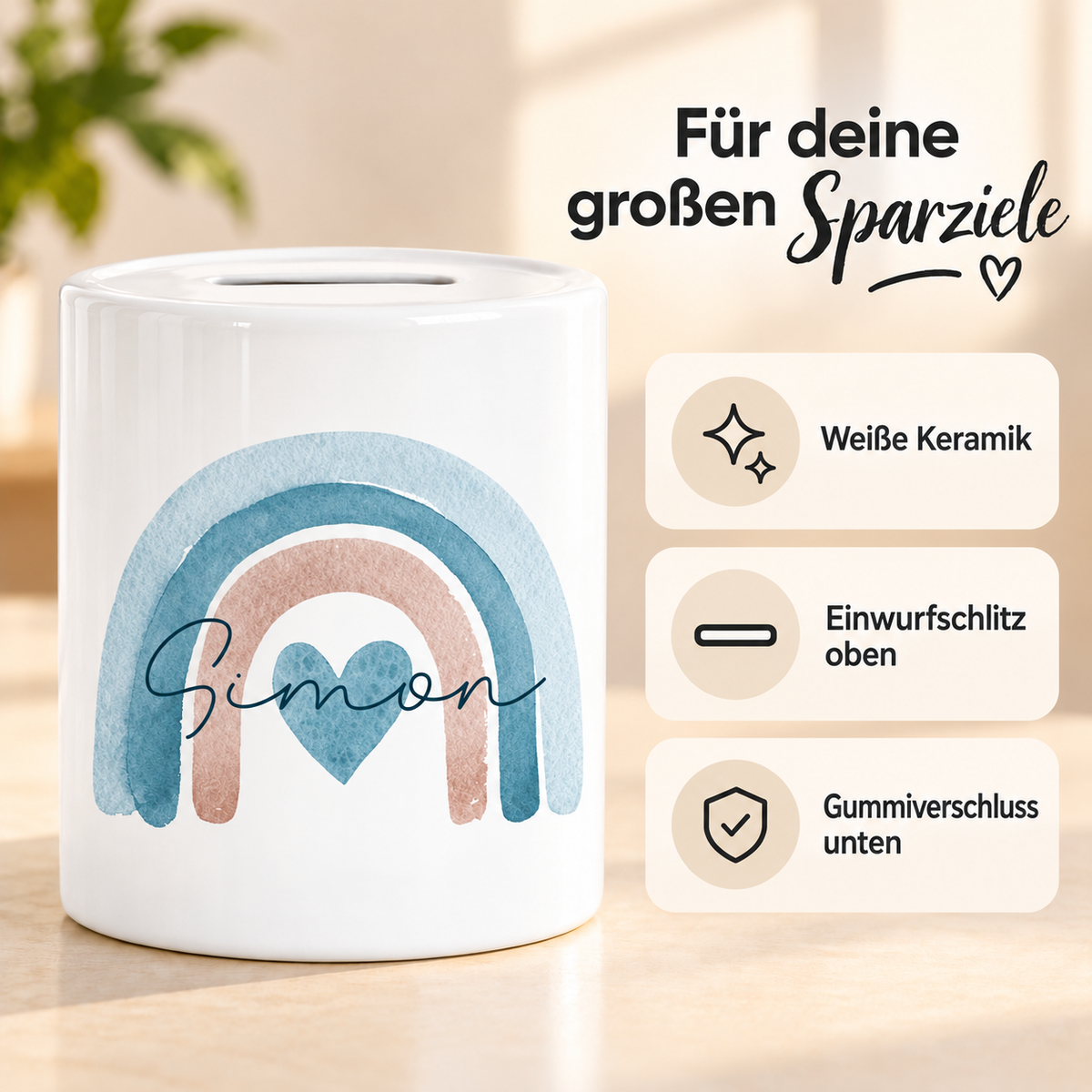 MUCKKI-PRO:9963dcf872d4115f89af274cfc77b7cbecf4e2260ef9a0cad5220216b0e7c434:Spardose mit Wunschname Regenbogen 6 personalisiert