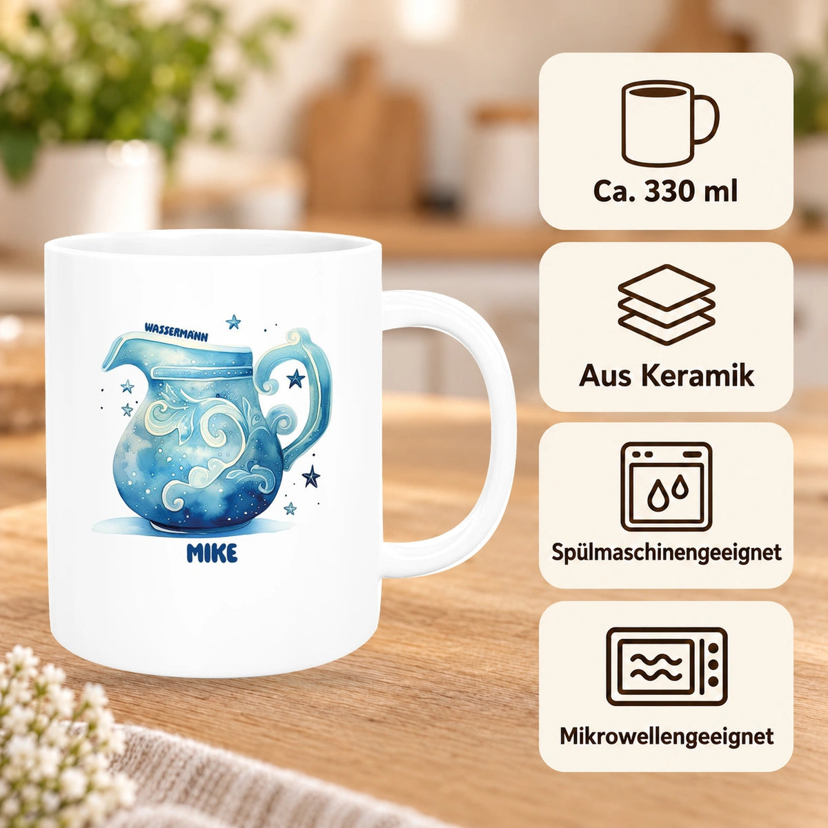 MUCKKI-PRO:29bafd3c14283a3edbd21a7c72a7ec47508886c084cdfb1574db0ee737c5010d:Tasse Sternzeichen Kinder Wassermann 1 Wunschname Keramik Kinderbecher personalisiert versch. Farben