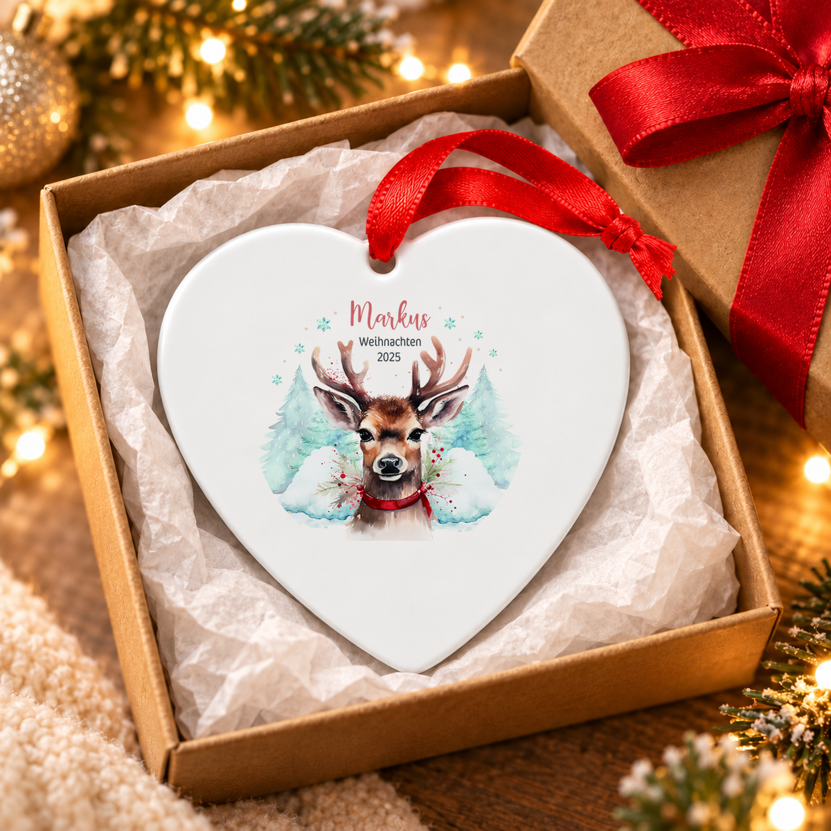 MUCKKI-PRO:c7fd270bb3e35a5b55a06b03da359cfb8ff3607f3ffdbbc84e64a1b8ae5906b9:Weihnachtsanhänger personalisiert Rentier Papa mit Wunschnamen – Rund, Stern, Herz oder Glocke