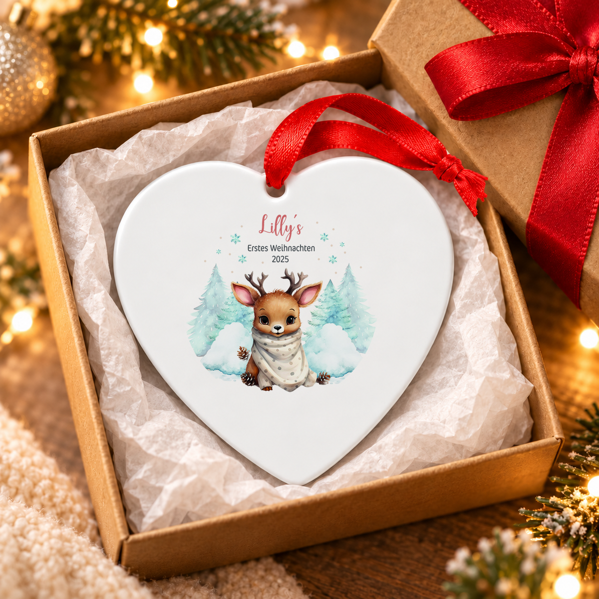 MUCKKI-PRO:322f37eb83986c1f31d9b1e3c0275989f71813591291ff6918104e64f9c961a8:Weihnachtsanhänger personalisiert Rentier Baby mit Wunschnamen – Rund, Stern, Herz oder Glocke