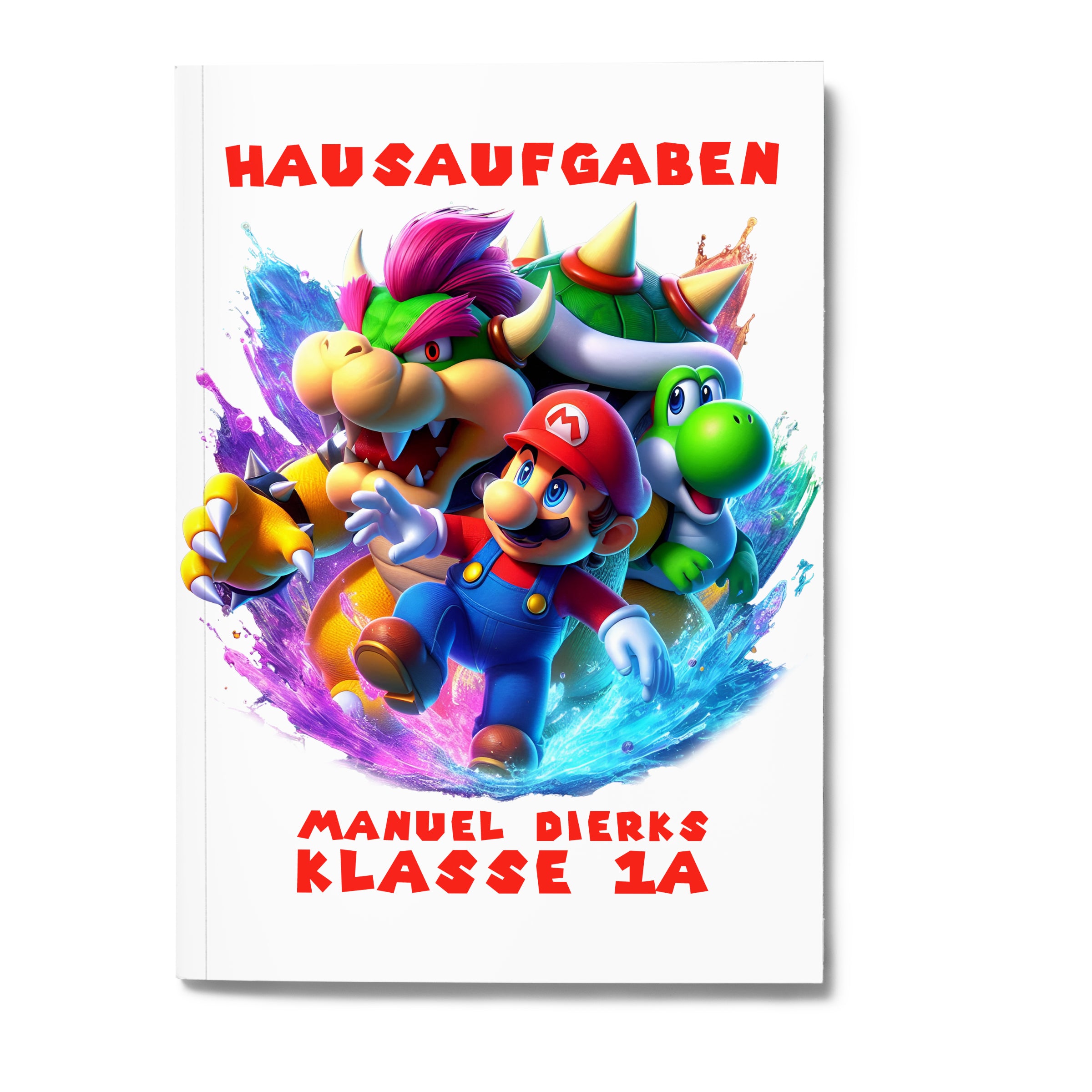 Hausaufgabenheft Super-Mario 1 DIN A5 - 48 Blatt mit Name und Klasse