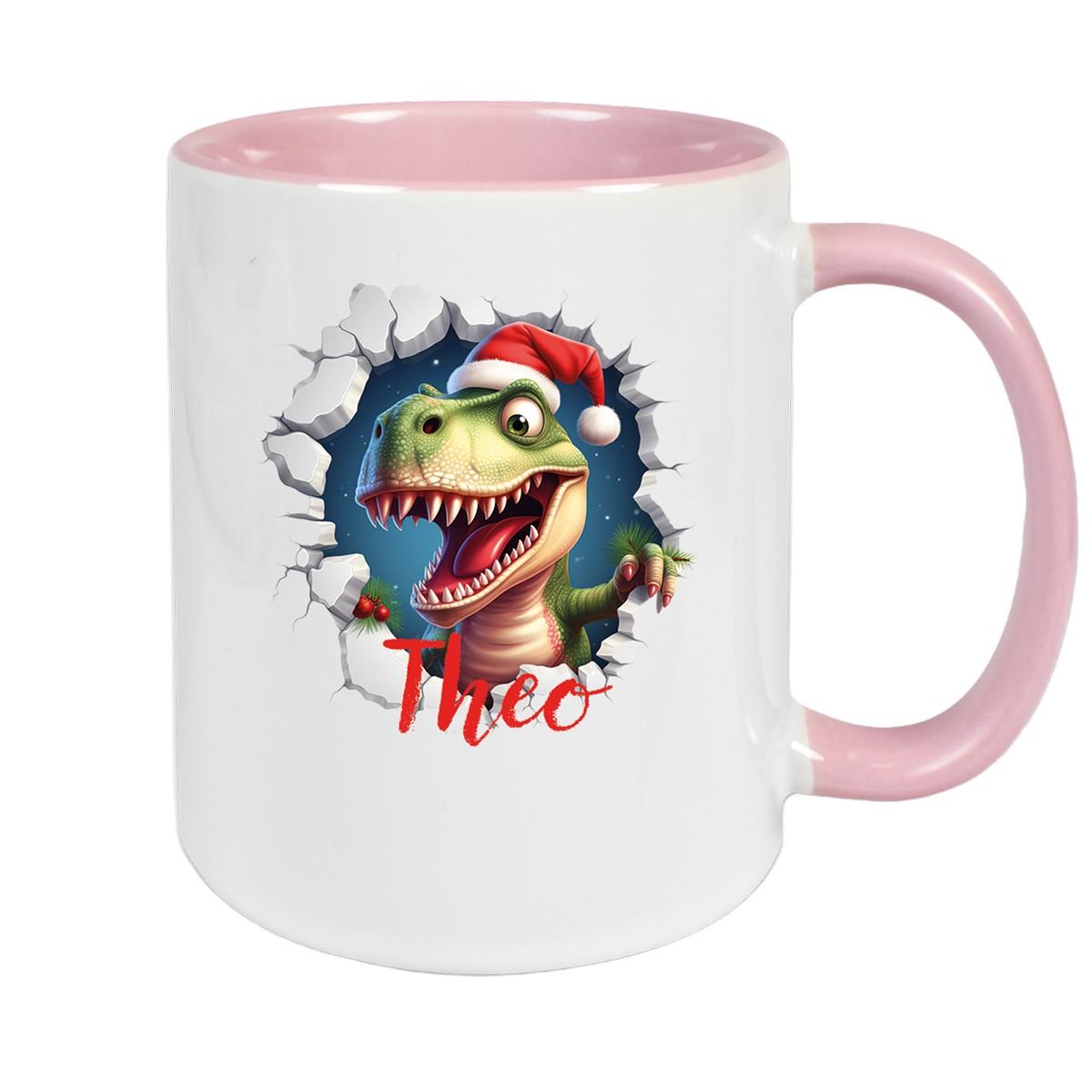 Tasse Wunschname Christmas Dino 1 Keramik Kinderbecher versch. Farben