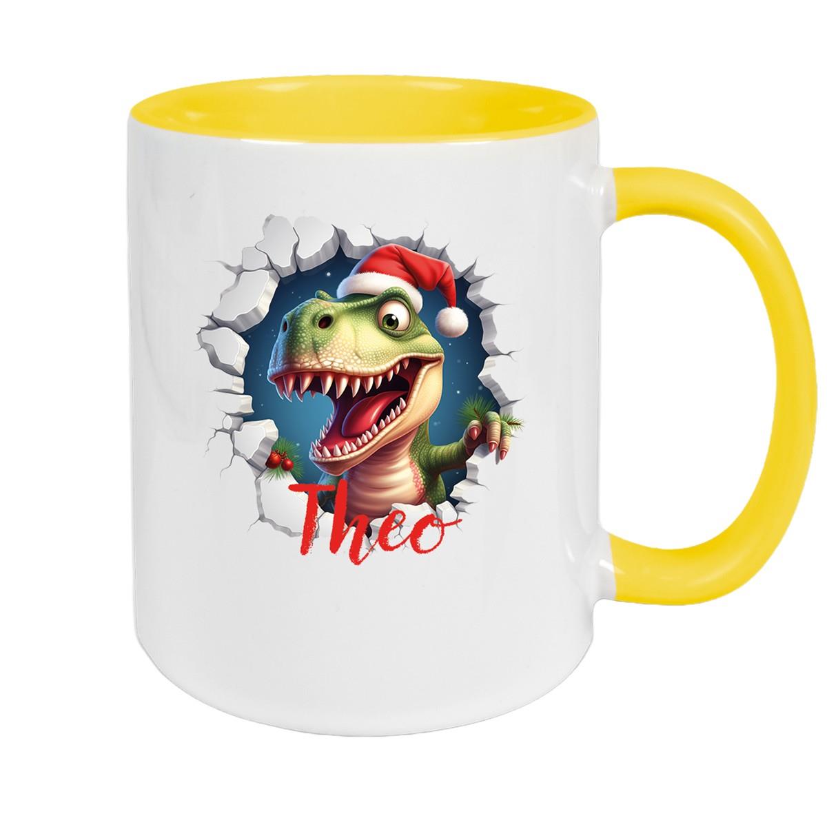 Tasse Wunschname Christmas Dino 1 Keramik Kinderbecher versch. Farben