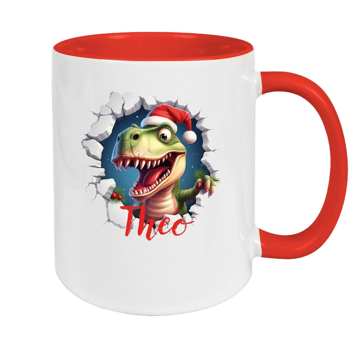 Tasse Wunschname Christmas Dino 1 Keramik Kinderbecher versch. Farben