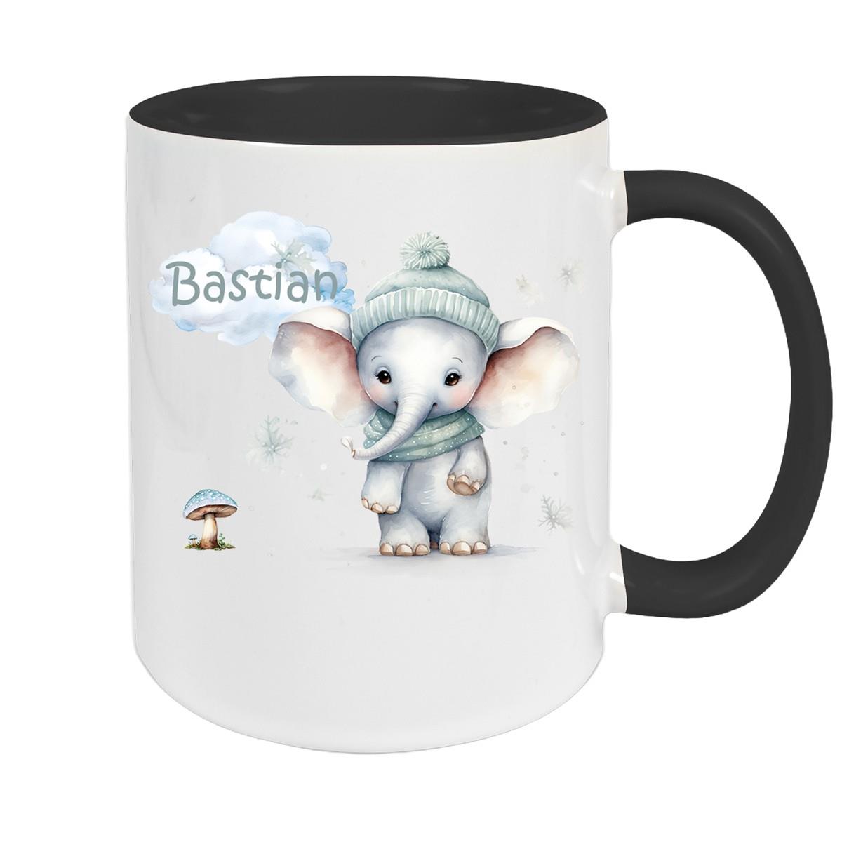 Tasse Wunschname Weihnachten Elefant 1 Keramik Kinderbecher versch. Farben