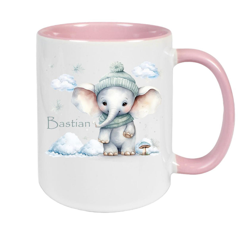 Tasse Wunschname Christmas Elefant 2 Keramik Kinderbecher versch. Farben