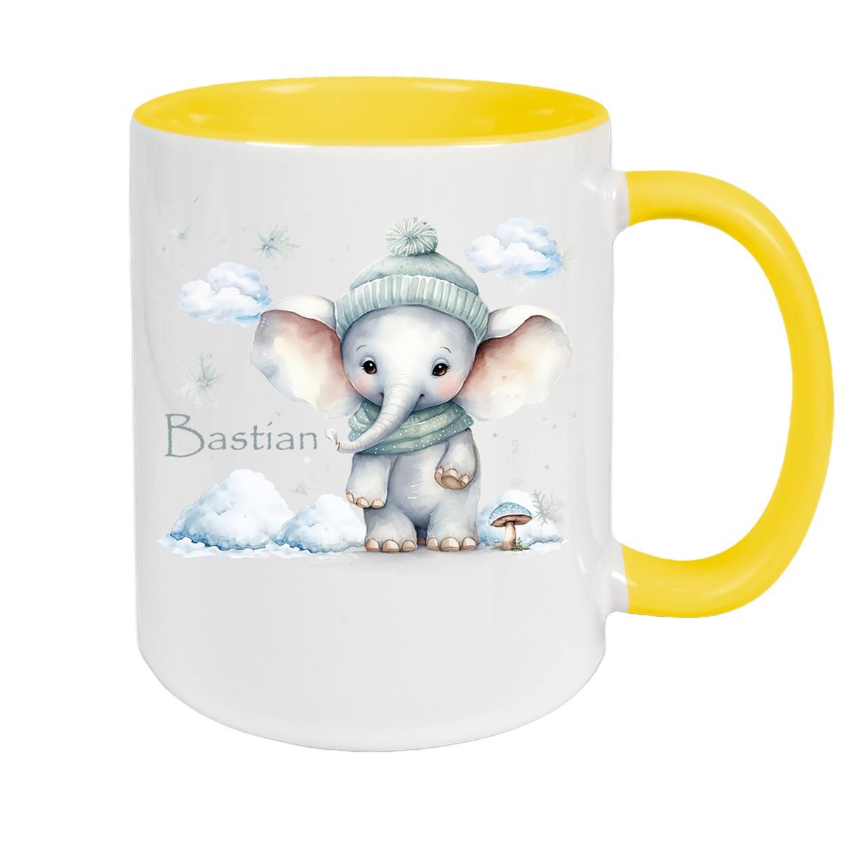 Tasse Wunschname Christmas Elefant 2 Keramik Kinderbecher versch. Farben