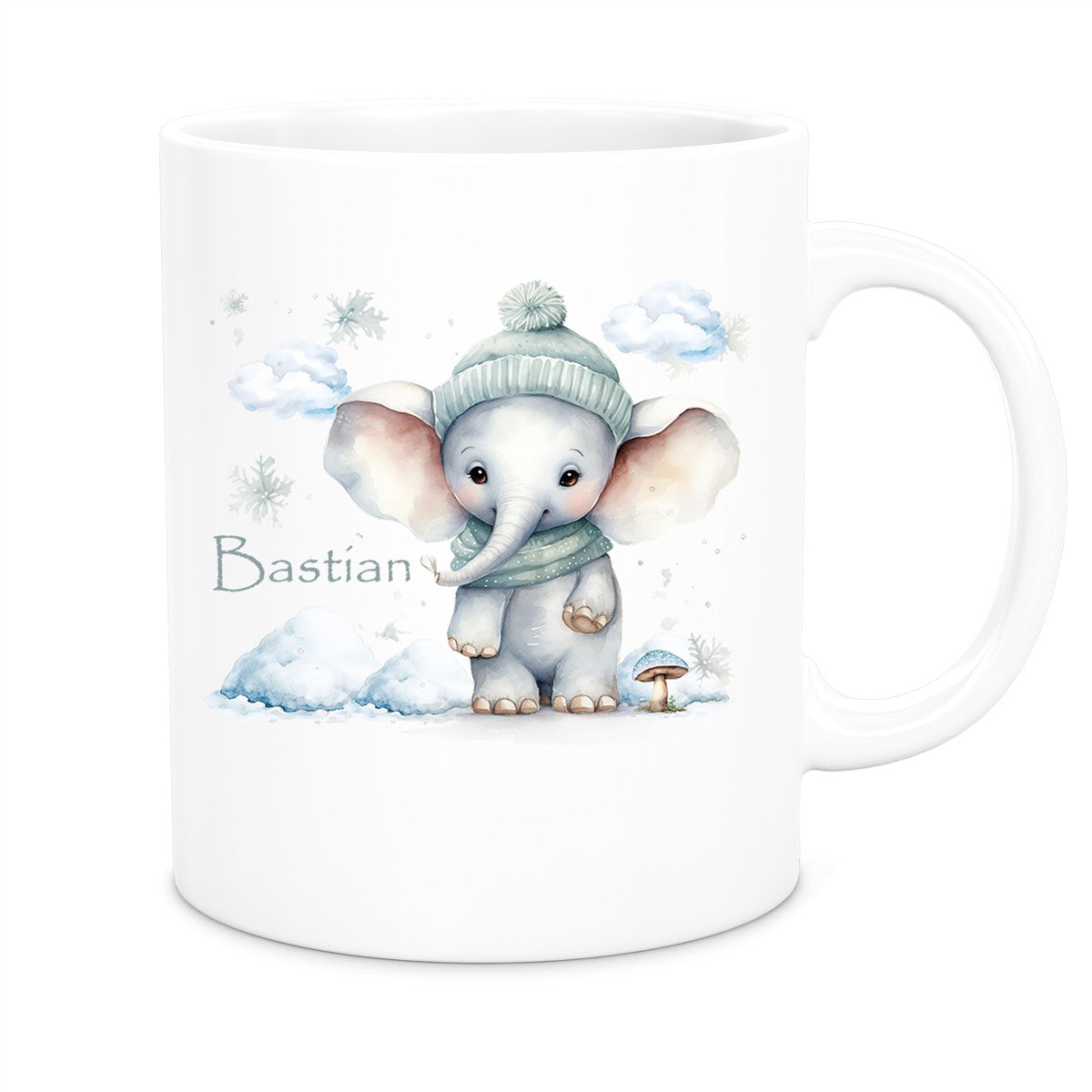 Tasse Wunschname Christmas Elefant 2 Keramik Kinderbecher versch. Farben