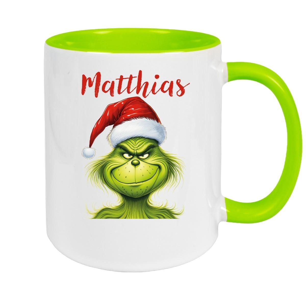 Tasse Wunschname Weihnachten Grinch 3 Keramik Kinderbecher versch. Farben