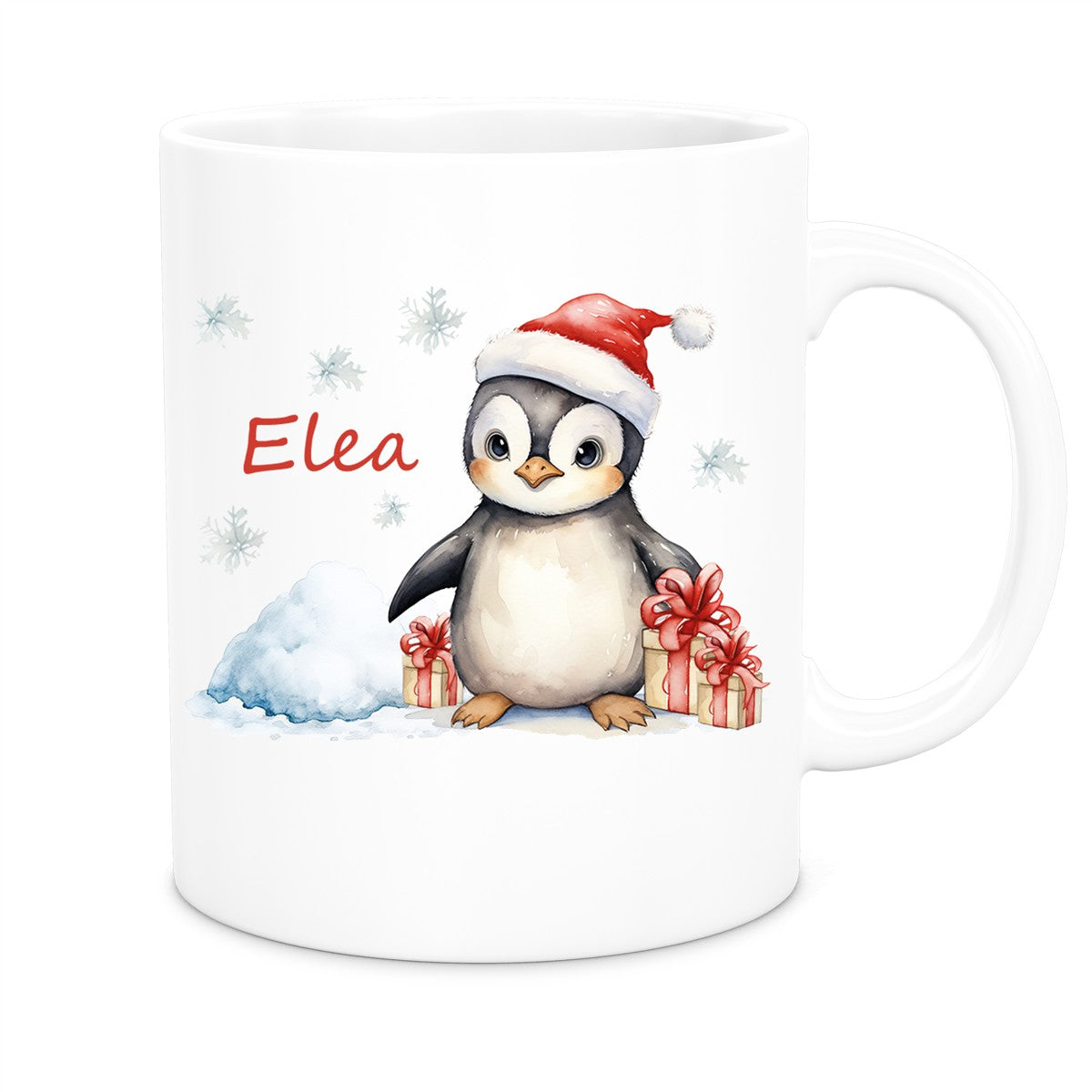 Tasse Wunschname Weihnachten Pinguin 1 Keramik Kinderbecher versch. Farben