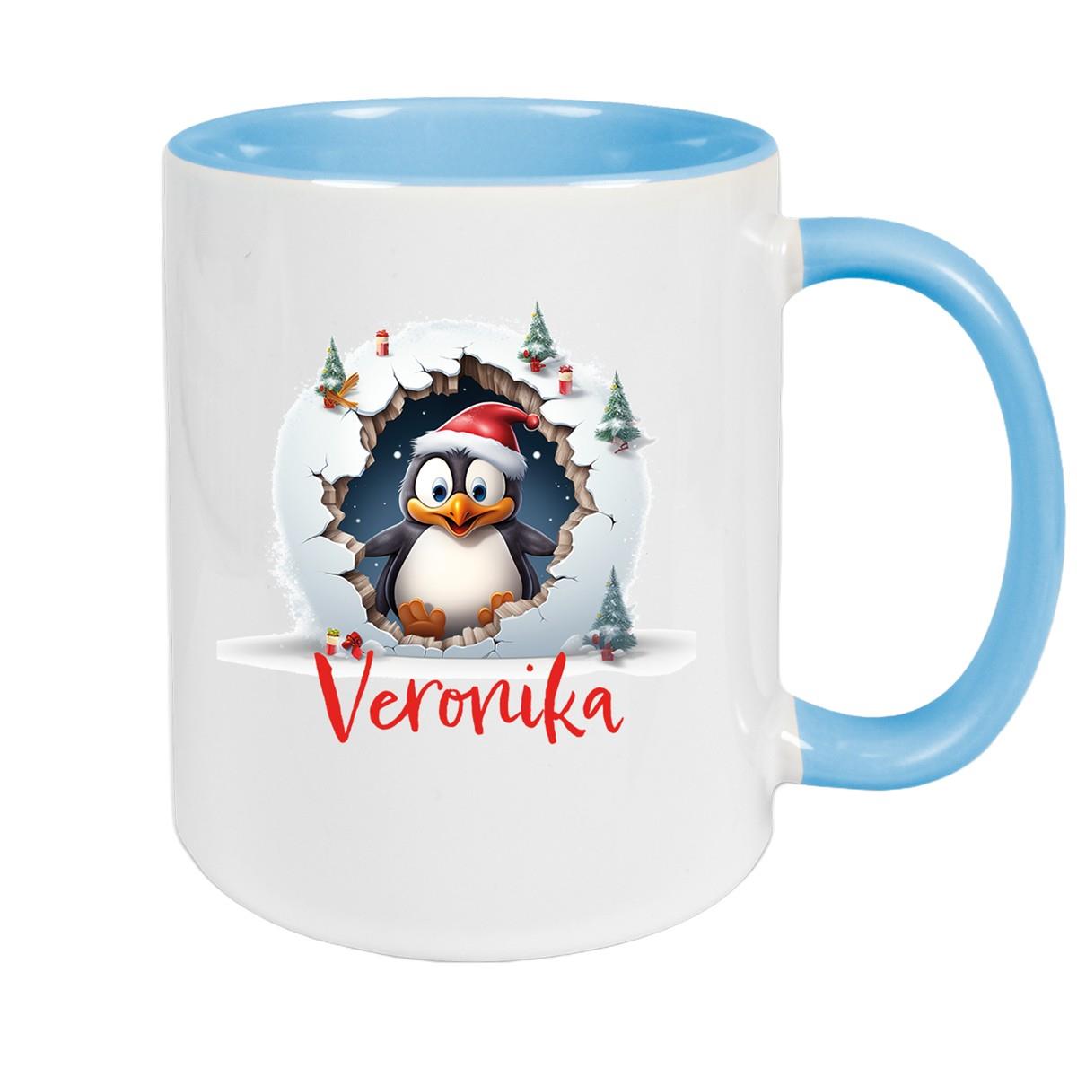 Tasse Wunschname Christmas Pinguin 2 Keramik Kinderbecher versch. Farben