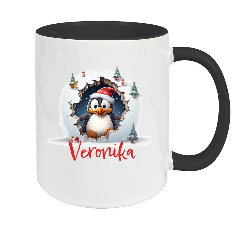 Tasse Wunschname Christmas Pinguin 2 Keramik Kinderbecher versch. Farben