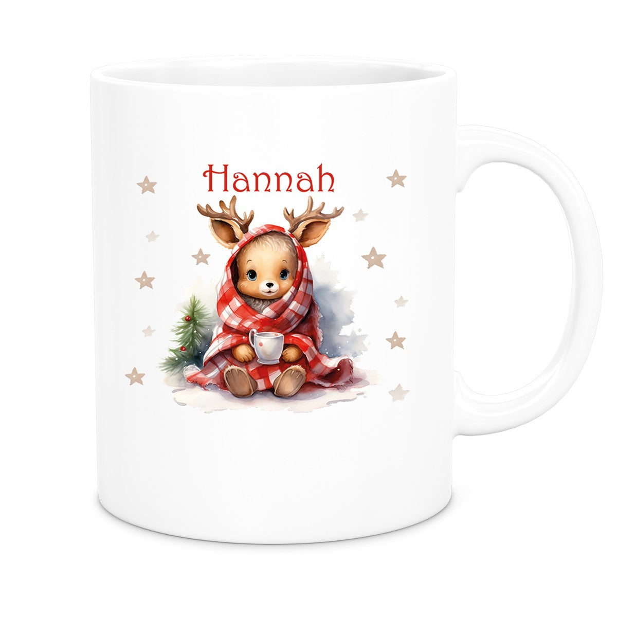 Tasse Wunschname Weihnachten Rehlein 1 Keramik Kinderbecher versch. Farben