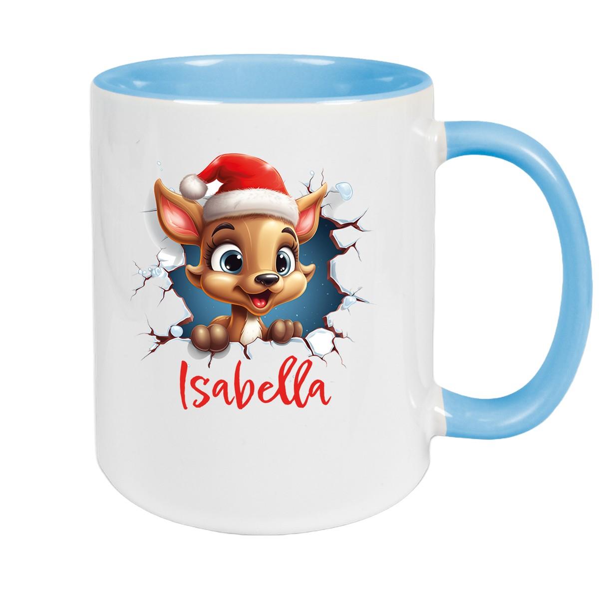 Tasse Wunschname Christmas Rentier 1 Keramik Kinderbecher versch. Farben
