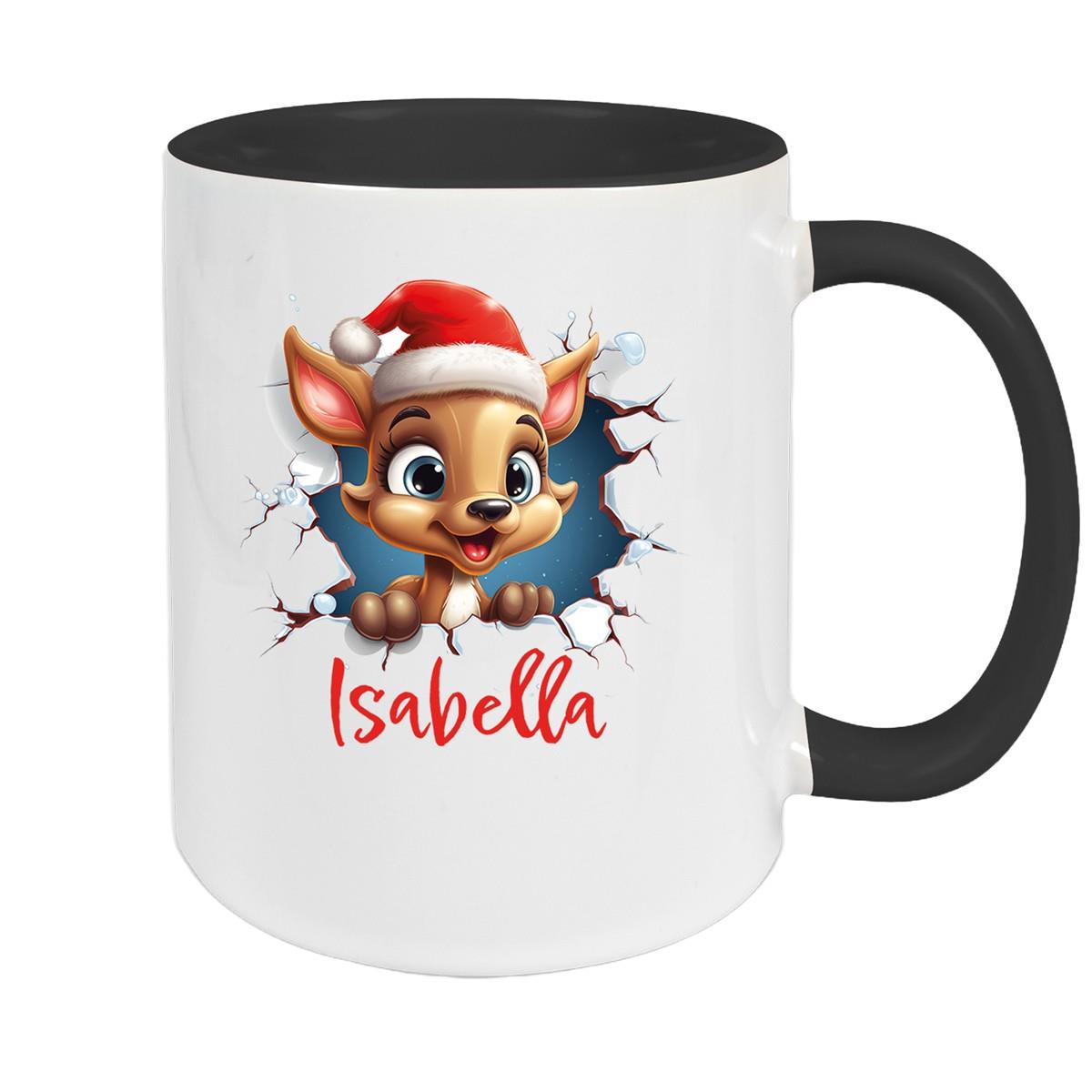 Tasse Wunschname Christmas Rentier 1 Keramik Kinderbecher versch. Farben