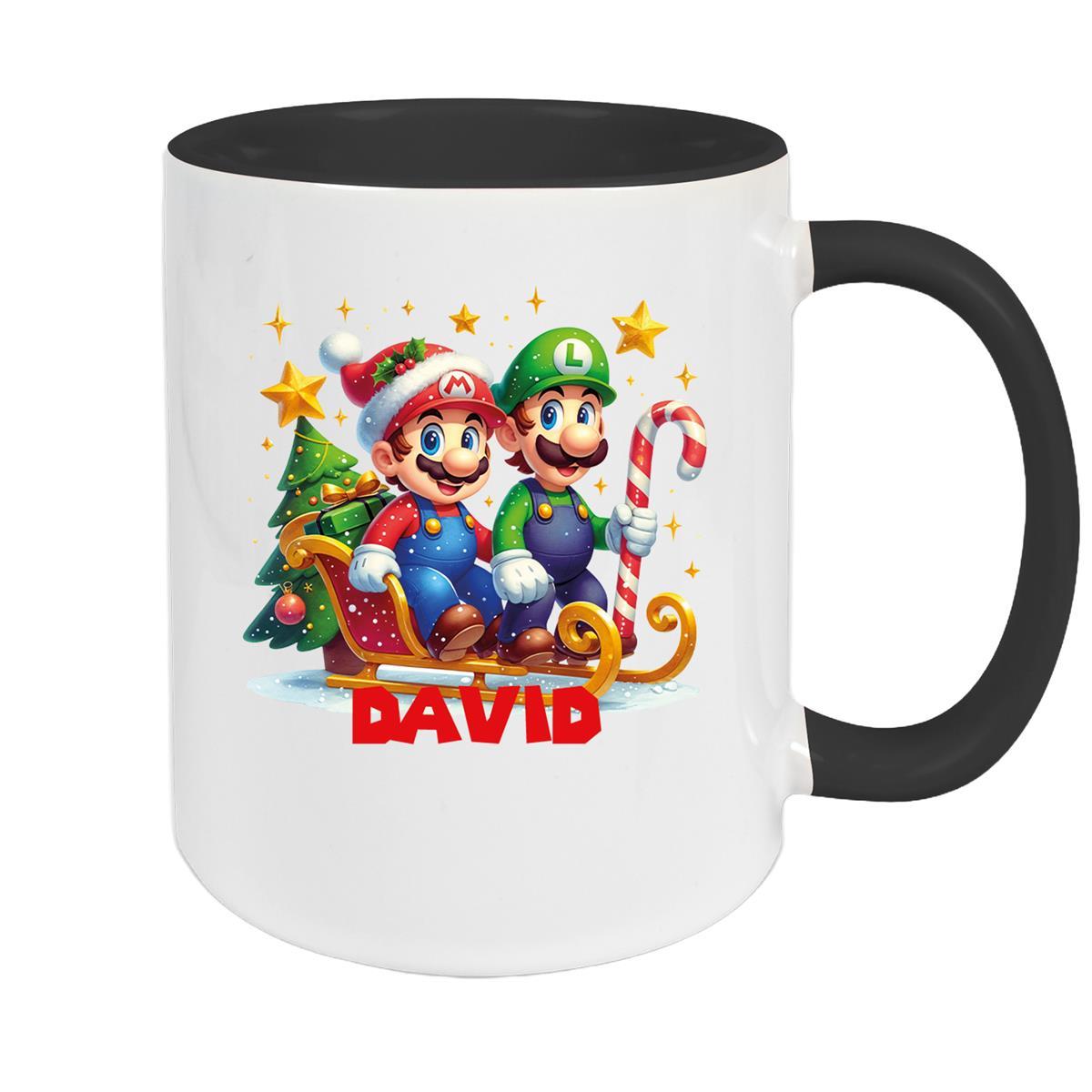 Tasse Wunschname Weihnachten Super-Mario 1 Keramik Kinderbecher versch. Farben