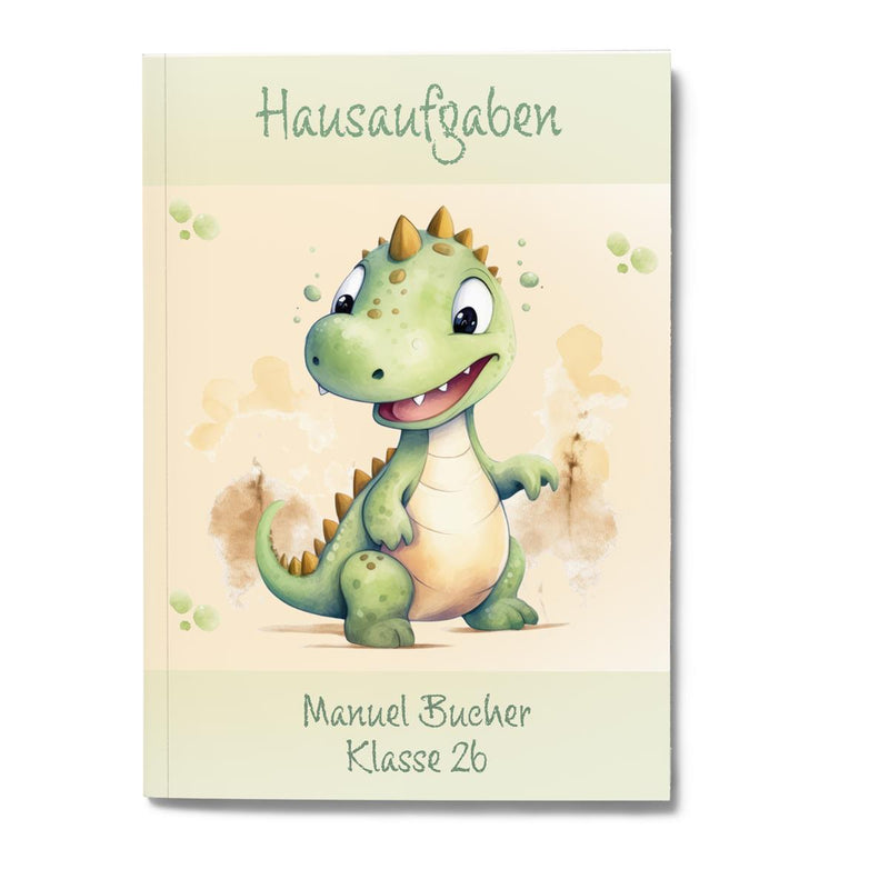 Hausaufgabenheft Dino 3 DIN A5 - 48 Blatt mit Name und Klasse