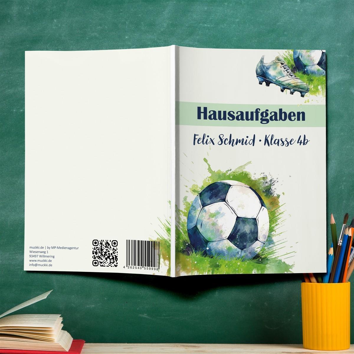Hausaufgabenheft Fußball 4 DIN A5 - 48 Blatt mit Name und Klasse